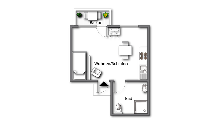 Grundriss 16:9 Apartment Classic Boarding | Waldstadt Immobilien Halle Suedstadt
